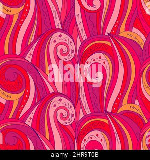 Seamless background with abstract waves. Freehand illustration Stock ...