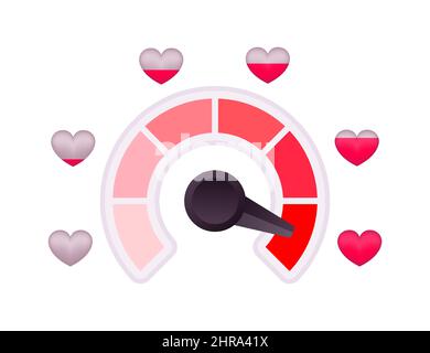 Love meter, heart indicator. Valentines day concept. High speed. Vector stock illustration. Stock Vector