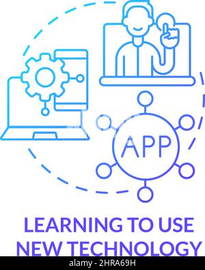 Learning to use new technology blue gradient concept icon Stock Vector