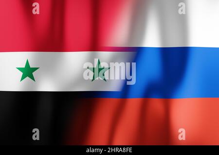 Flags of Syria and Russia - 3D illustration Stock Photo