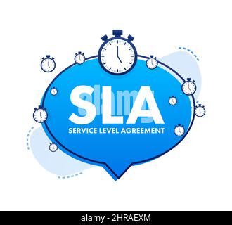 SLA - Service Level Agreement. Commitment between a service provider and a client. Vector stock illustration. Stock Vector