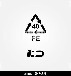 Ferrum recycling code FE 40 icon - vector illustration. Stock Vector