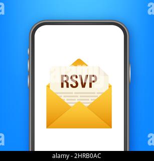 RSVP mail icon. Please respond to mail linear sign. Vector stock illustration Stock Vector