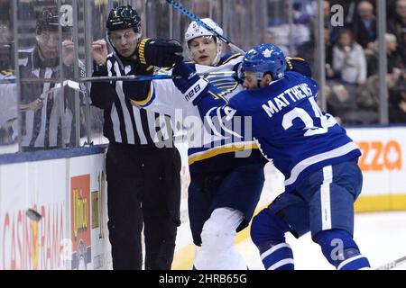 Toronto Maple Leafs centre Auston Matthews (34) chases Montreal Canadiens  defenceman Shea Weber (6) during first period NHL exhibition hockey action  ahead of the Stanley Cup playoffs in Toronto on Tuesday, July