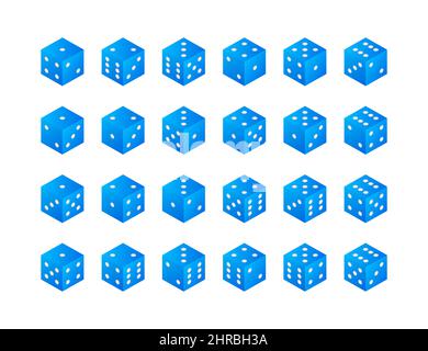 Dice collection. Game dice, cubes. Casino and betting. Vector stock illustration. Stock Vector