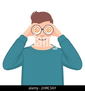 binocular with hypnotizing spirals, hypnosis vector illustration Stock Vector