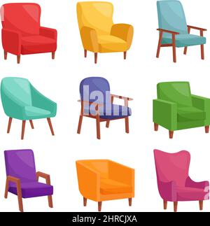 Set of comfortable armchairs, vector illustration Stock Vector