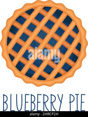 Blueberry pie on white background, top view, vector illustration Stock Vector