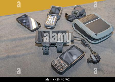 Ring Barcode Scanner Handheld Portable Computer Reader Smart Printer Technology Stock Photo