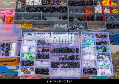 Plastic Push Pins Fasteners Clips Parts for Car Interior Stock Photo