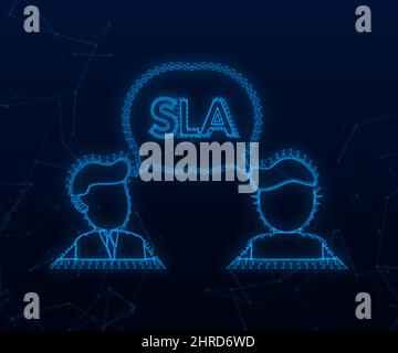 SLA - Service Level Agreement. Commitment between a service provider and a client, plexus icon. Vector stock illustration. Stock Vector