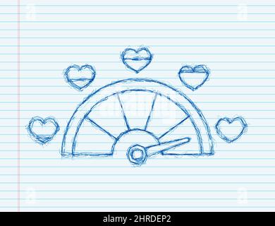 Love meter, heart indicator sketch icon. Valentines day concept. High speed. Vector stock illustration. Stock Vector