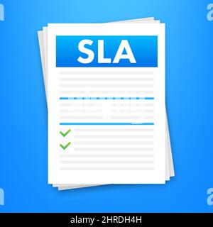 SLA - Service Level Agreement. Commitment between a service provider and a client. Vector stock illustration. Stock Vector