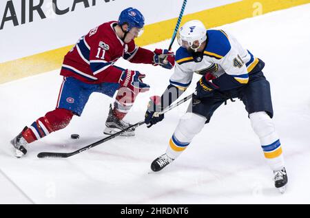 St. Louis Blues' Robert Bortuzzo in action during the first period of a  preseason NHL hockey game against the Columbus Blue Jackets Thursday, Sept.  29, 2022, in St. Louis. (AP Photo/Jeff Roberson