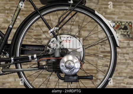 Classic bike with engine exposed Stock Photo