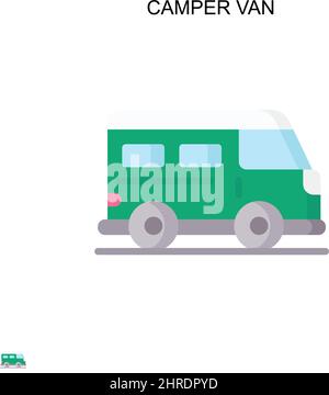 Camper van Simple vector icon. Illustration symbol design template for web mobile UI element. Stock Vector