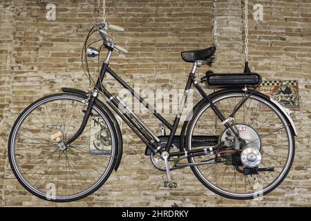 Classic bike with engine exposed Stock Photo