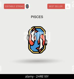 Pisces Simple vector icon. Stock Vector