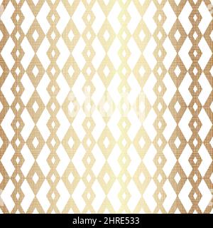 Gold Geometric Vertical Rhombus Textured Seamless Pattern Design on White Background Stock Vector