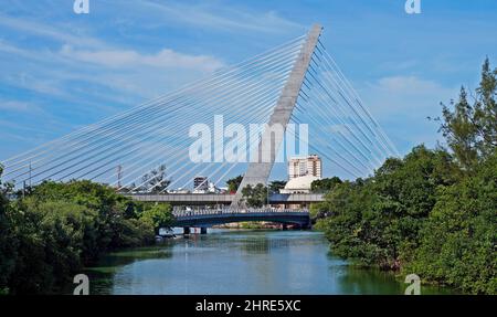 Cable-stayed bridge, Barra da Tijuca, Rio Stock Photo