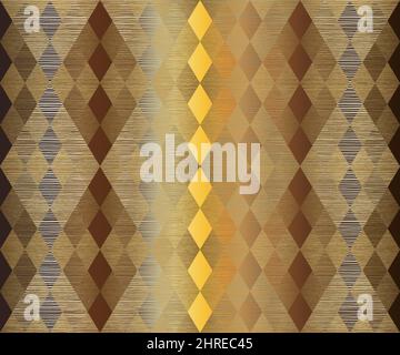 Elegant Gold and Brown Rhombus Geometric Seamless Pattern Design in Contemporary Style Stock Vector