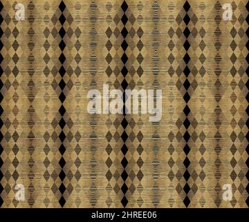 Gold Bronze Geometric Rhombus Seamless Pattern Design on Black Background in Elegant Style Stock Vector