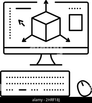 3d modeling characters line icon vector illustration Stock Vector Image ...