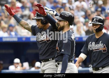 Atlanta Braves' Charlie Culberson scores on a single by Dansby Swanson  during the fourth inning of a baseball game against the San Diego Padres on  Tuesday, June 5, 2018, in San Diego. (