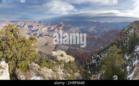 wide angle view into the Grand Canyon taken near Yaki Point on the south rim Stock Photo