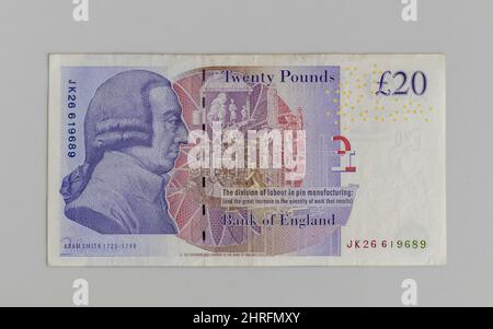 Bank of England £20 note with portrait of economist Adam Smith Stock Photo
