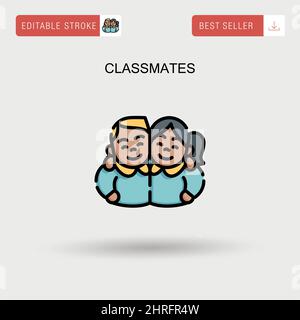 Classmates Simple vector icon. Stock Vector