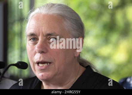Quebec Solidaire co-spokesperson Manon Masse responds to questions during a news conference in Montreal, on Tuesday, August 28, 2018. THE CANADIAN PRESS/Paul Chiasson Stock Photo