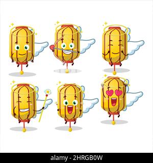 Yellow chinese long lamp cartoon designs as a cute angel character. Vector illustration Stock Vector