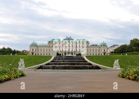 Beautiful shot of the Fountains at Belvedere Castle in Vienna in Austria Stock Photo