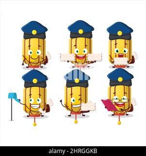 A picture of cheerful yellow chinese long lamp postman cartoon design concept. Vector illustration Stock Vector
