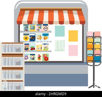 A souvenir booth shop on white background illustration Stock Vector