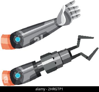Set of robot arm on white background illustration Stock Vector