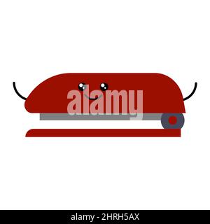 Vector illustration of cute cartoon kawaii stapler isolated on white background. Stock Vector