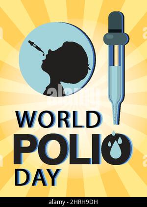 World Polio Day banner with oral polio vaccine illustration Stock Vector