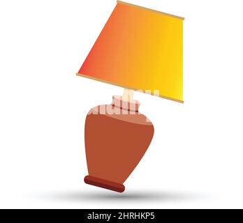 Table lamp lighted, vector on white background Stock Vector