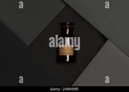 A vintage pharmacy brown bottle on a dark background Stock Photo