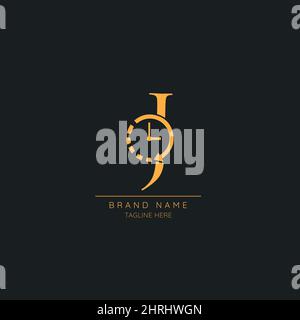 Abstract J initial letter icon logo incorporated with clock Stock Vector