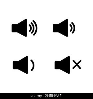 Sound volume set isolated icon. Vector flat audio button on white ...
