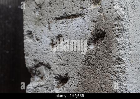 Bullet marks on civil building after russian shots in Ukraine. Stop putin war Stock Photo