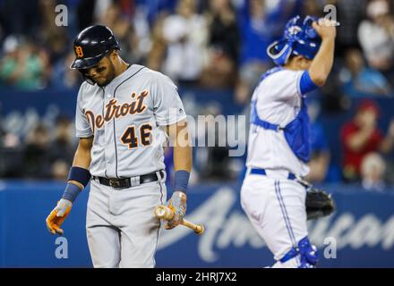 Detroit Tigers' Jeimer Candelario plays during a baseball game, Tuesday,  April 12, 2022, in Detroit. (AP Photo/Carlos Osorio Stock Photo - Alamy