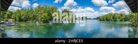 Panorama of the Homosassa River from Ellie Schiller Homosassa Springs Wildlife State Park - Homosassa, Florida, USA Stock Photo