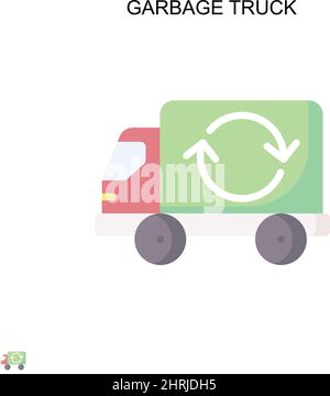 Garbage truck Simple vector icon. Illustration symbol design template for web mobile UI element. Stock Vector