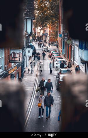 High Petergate view from inside Bootham Bar, York Stock Photo