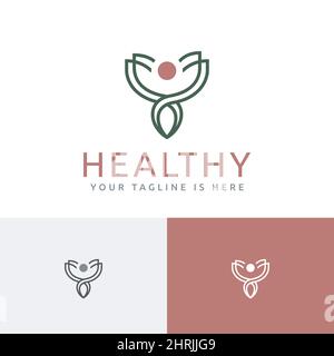 Healthy Life Natural Organic Abstract People Fit Logo Template Stock Vector
