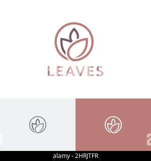 Leaf Leaves Circle Line Abstract Nature Logo Template Stock Vector